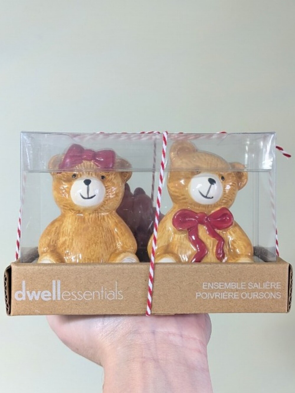 Festive Christmas Teddy Bear Salt and Pepper Shaker Set with Bow Detail 🎀